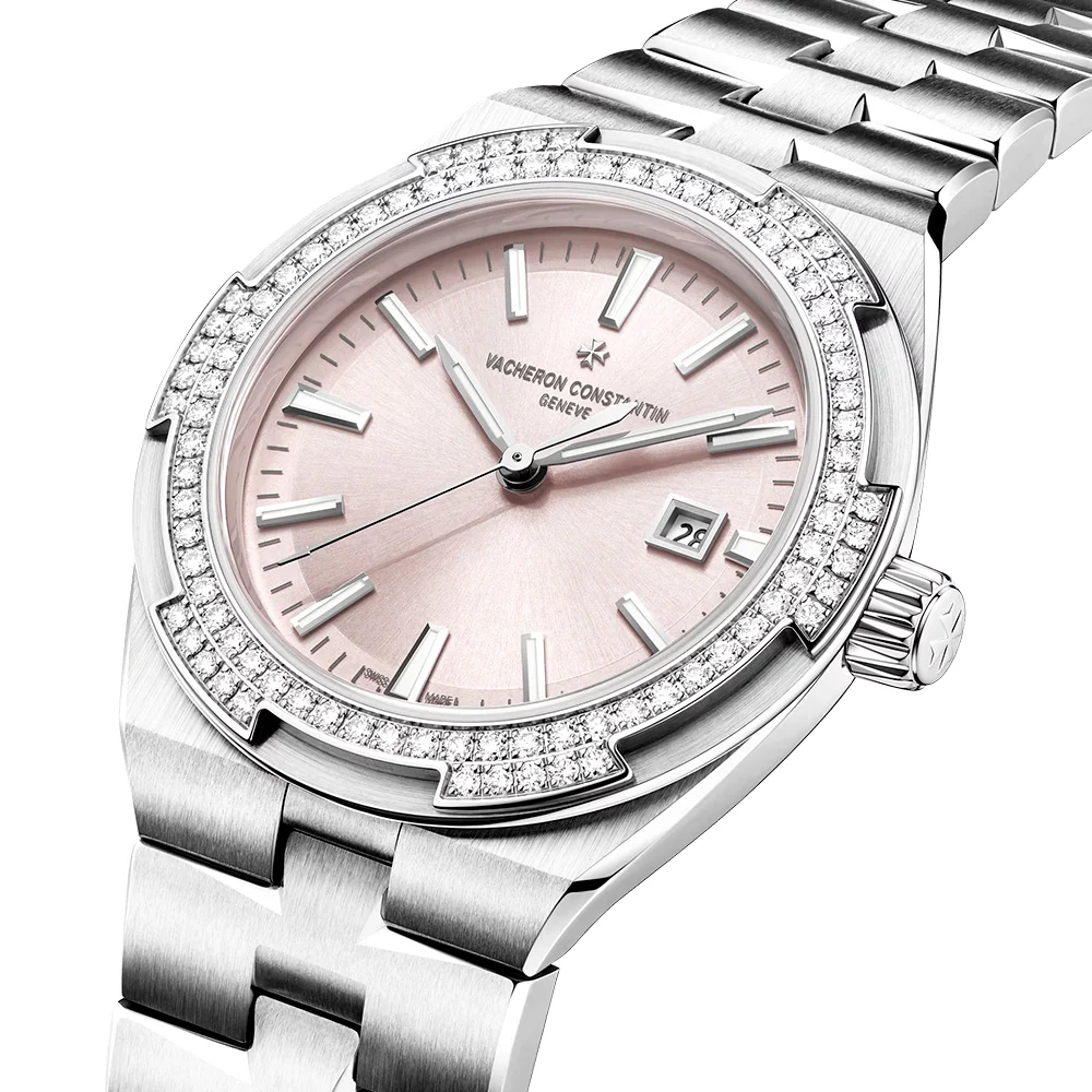 Overseas Self-Winding 35mm Sunburst Pink Dial Ladies Bracelet Watch - Image 6