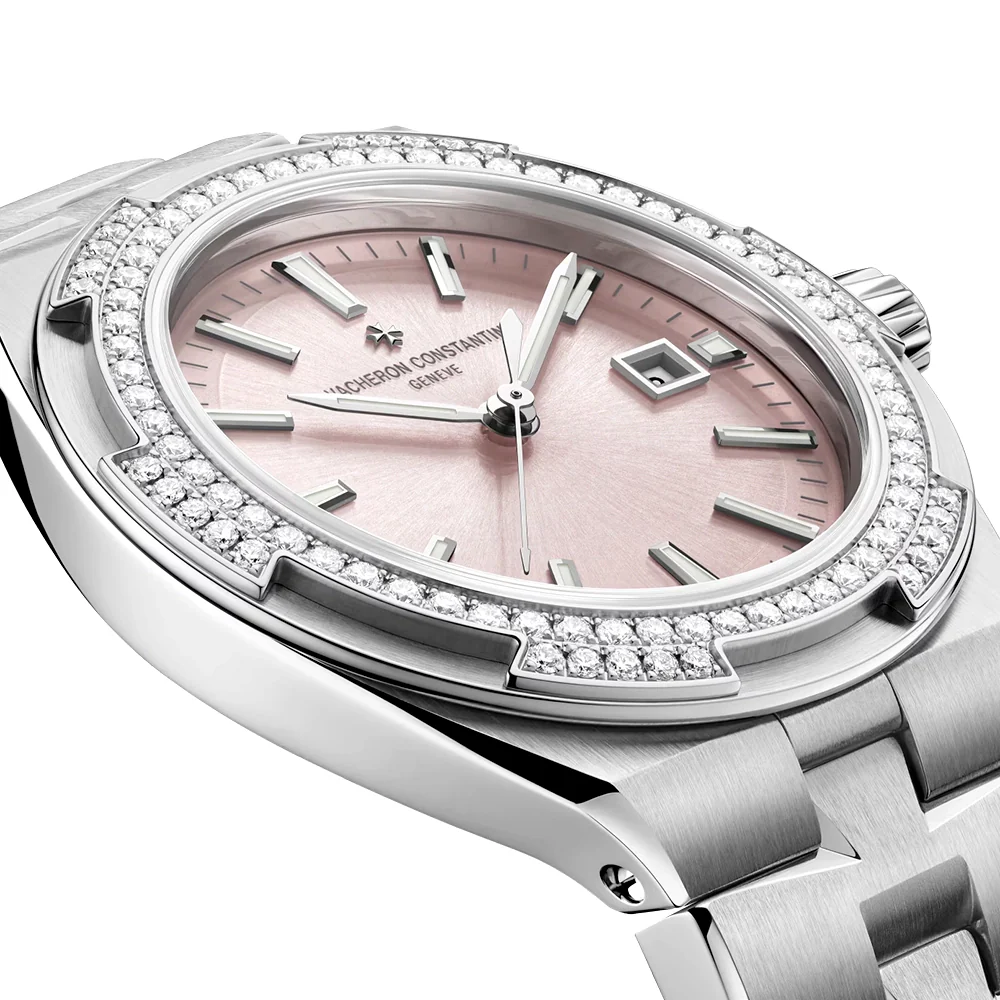 Overseas Self-Winding 35mm Sunburst Pink Dial Ladies Bracelet Watch - Image 7