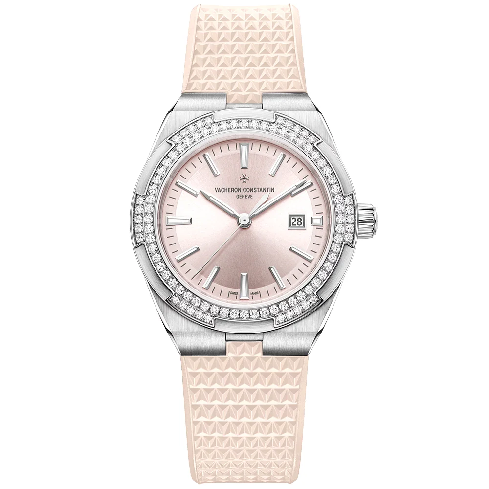 Overseas Self-Winding 35mm Sunburst Pink Dial Ladies Bracelet Watch - Image 8