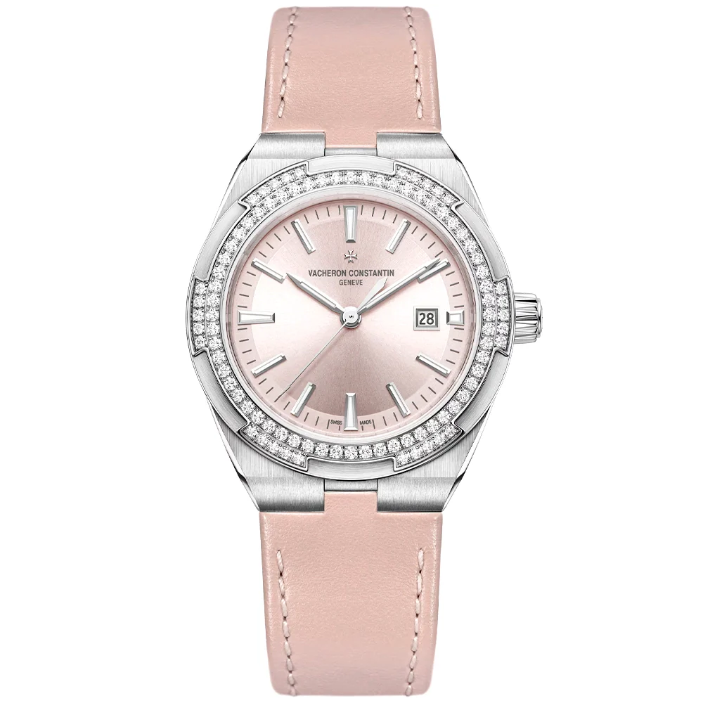 Overseas Self-Winding 35mm Sunburst Pink Dial Ladies Bracelet Watch - Image 9
