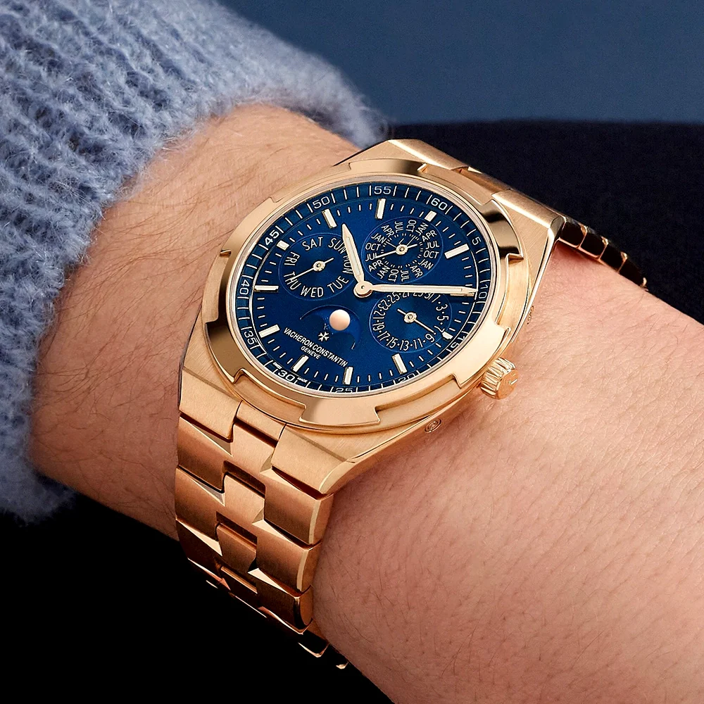 Overseas Perpetual Calendar Ultra-Thin Blue Dial 18ct Pink Gold Watch - Image 2