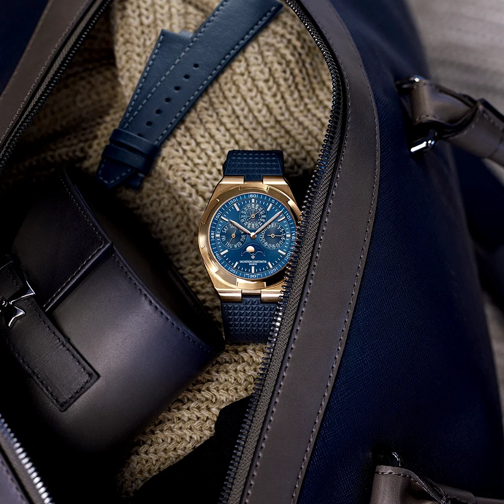 Overseas Perpetual Calendar Ultra-Thin Blue Dial 18ct Pink Gold Watch - Image 4