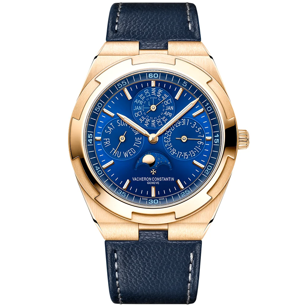Overseas Perpetual Calendar Ultra-Thin Blue Dial 18ct Pink Gold Watch - Image 6