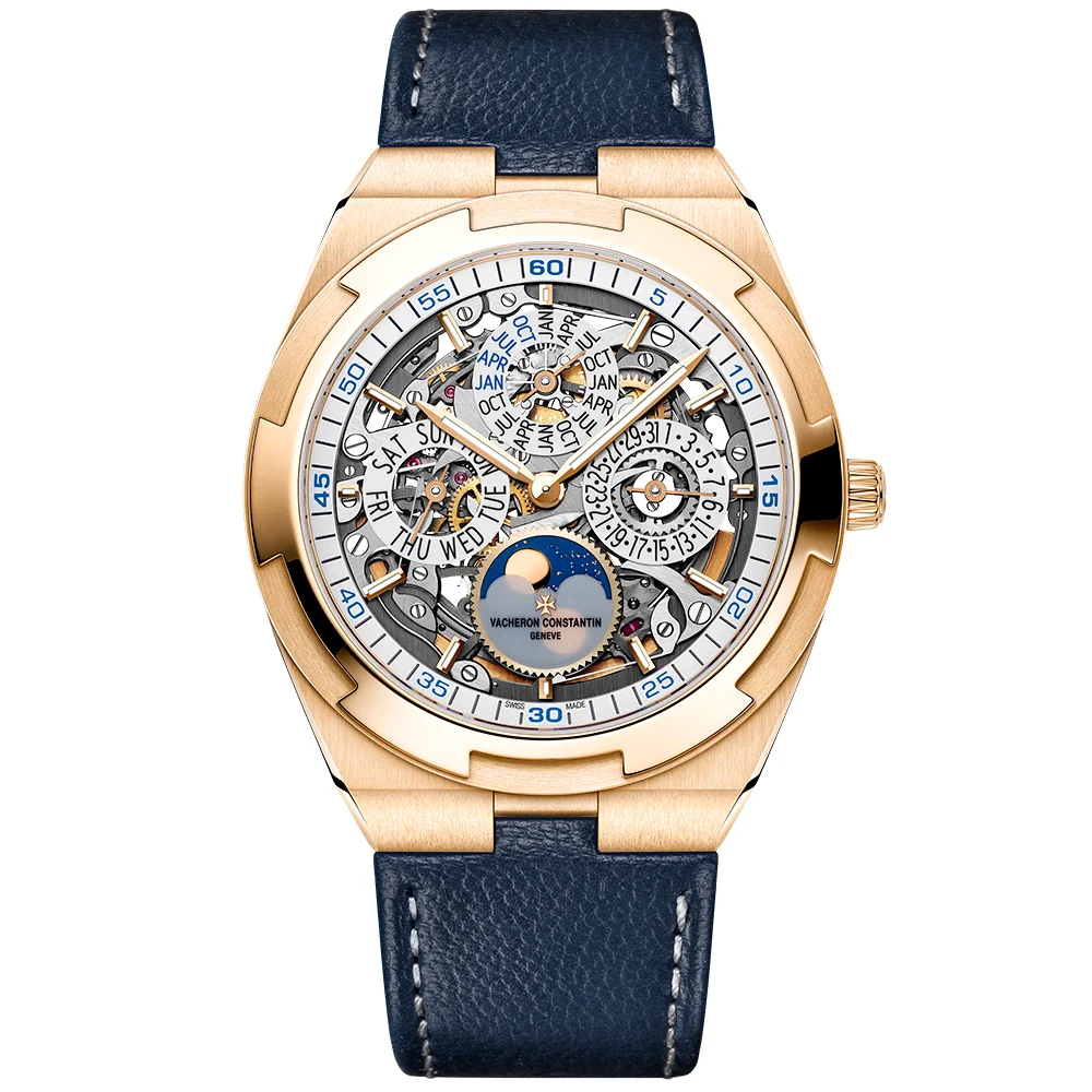 Overseas Perpetual Calendar Ultra-Thin Silver Skeleton 18ct Pink Gold Watch - Image 4