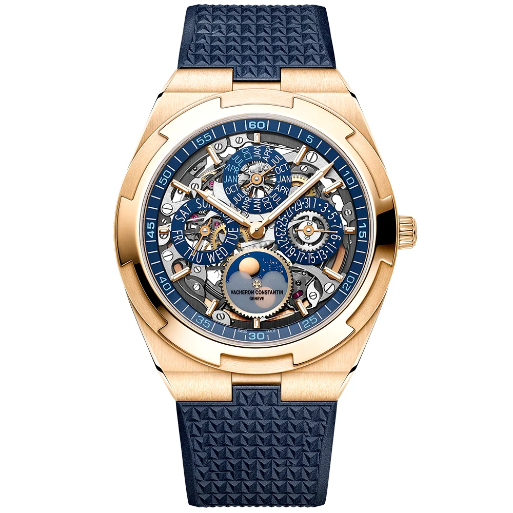Overseas Perpetual Calendar Ultra-Thin Blue Skeleton 18ct Pink Gold Watch - Image 2