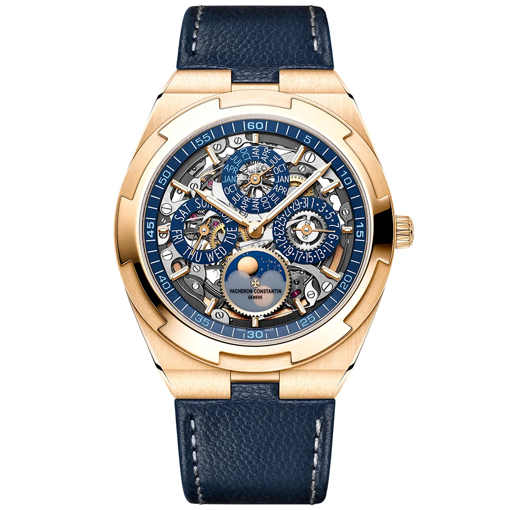 Overseas Perpetual Calendar Ultra-Thin Blue Skeleton 18ct Pink Gold Watch - Image 3