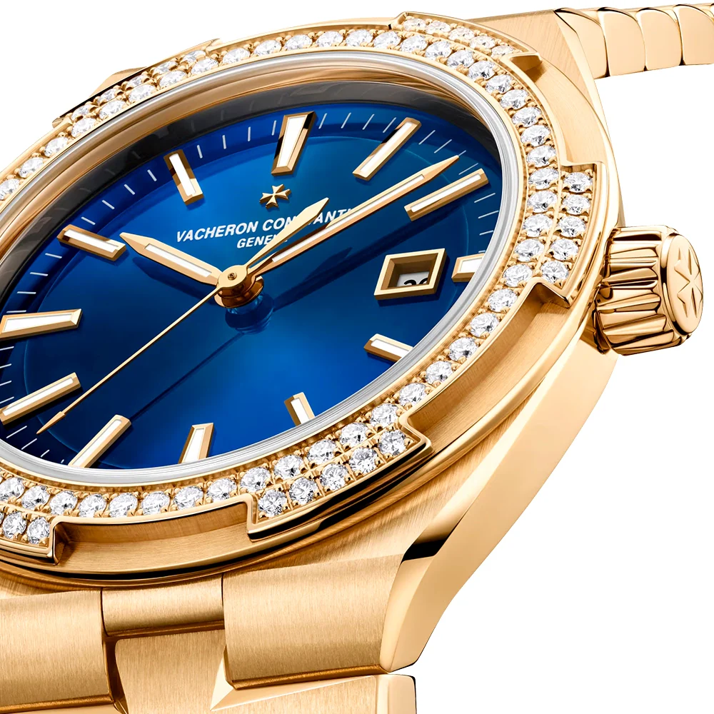 Overseas Self-Winding 35mm 18ct Pink Gold Blue Dial Bracelet Watch - Image 7