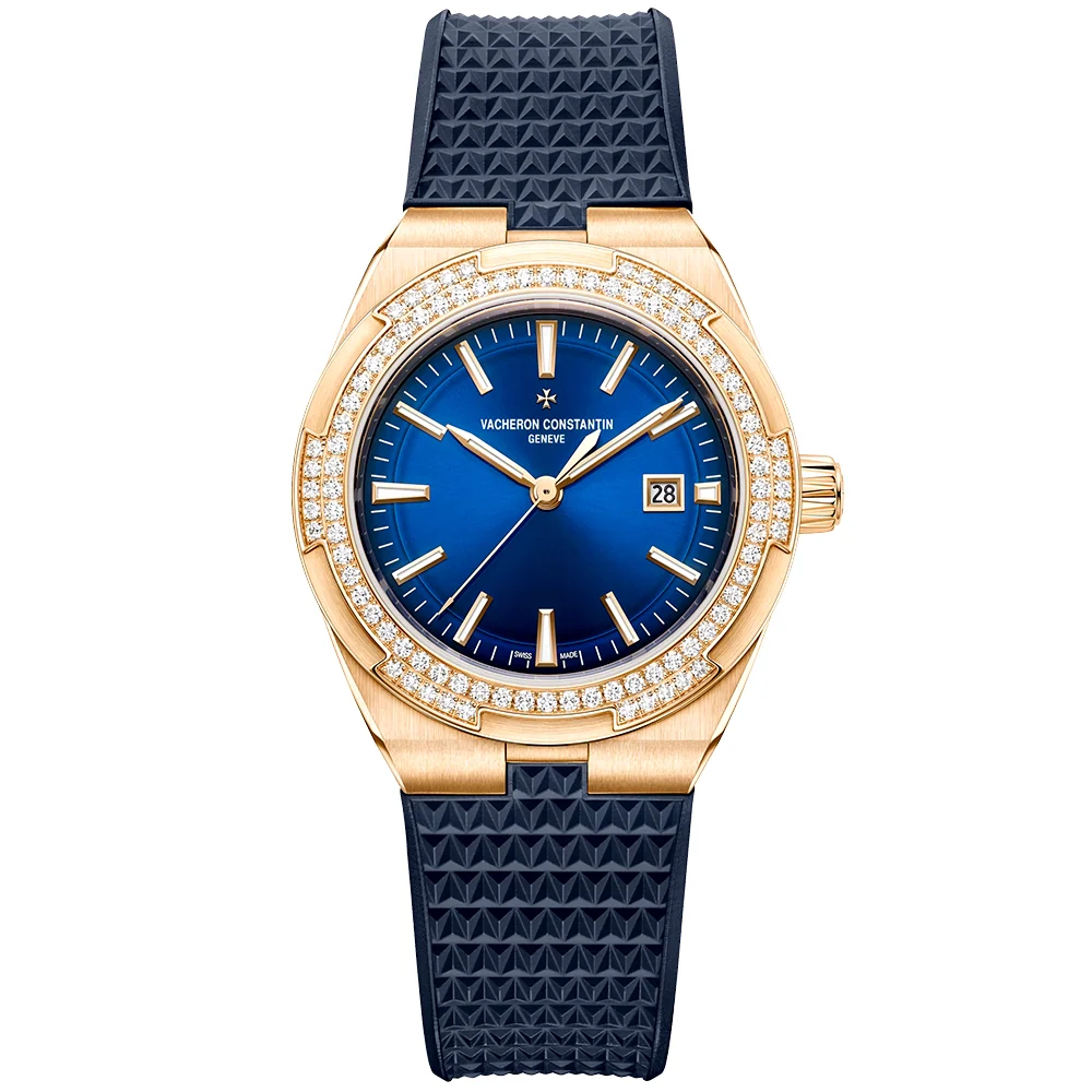 Overseas Self-Winding 35mm 18ct Pink Gold Blue Dial Bracelet Watch - Image 8