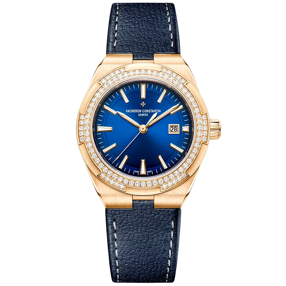 Overseas Self-Winding 35mm 18ct Pink Gold Blue Dial Bracelet Watch - Image 9
