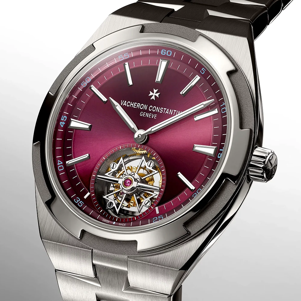 Overseas Tourbillon 42.5mm Burgundy Red Dial Titanium Bracelet Watch - Image 3