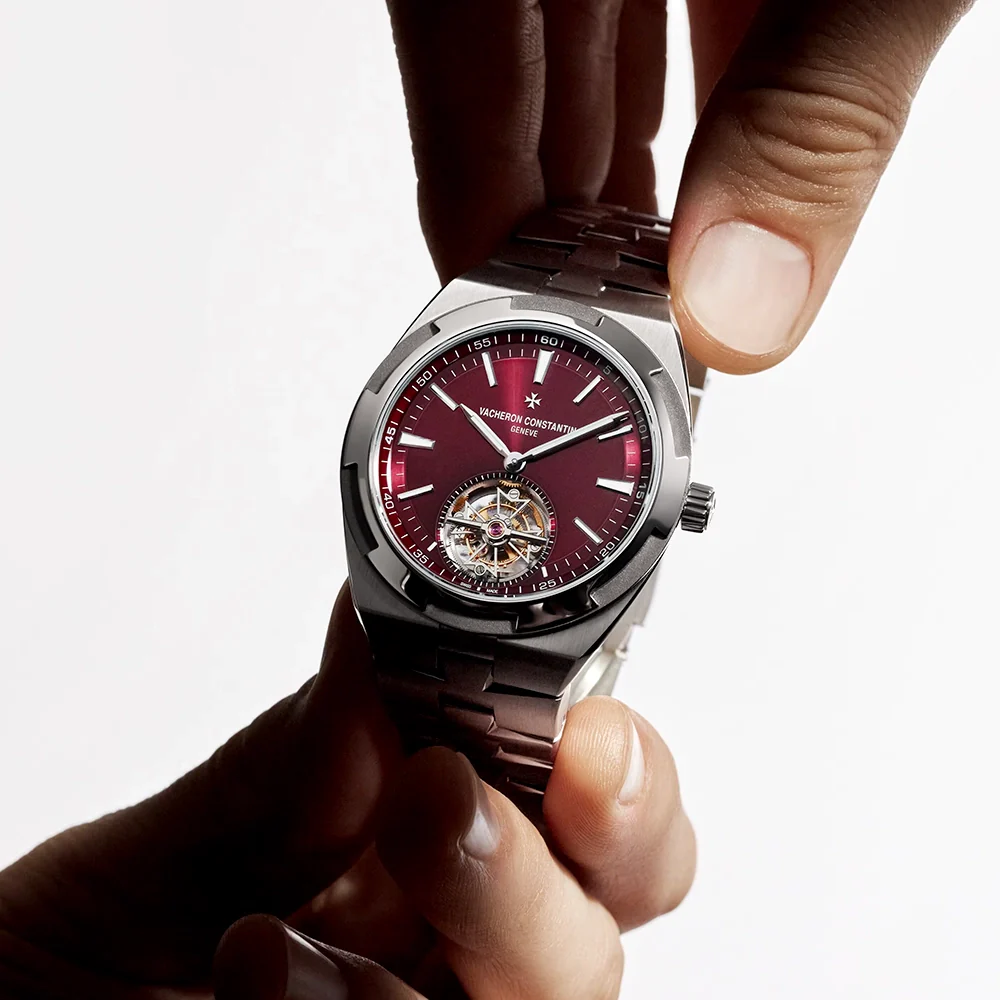 Overseas Tourbillon 42.5mm Burgundy Red Dial Titanium Bracelet Watch - Image 5