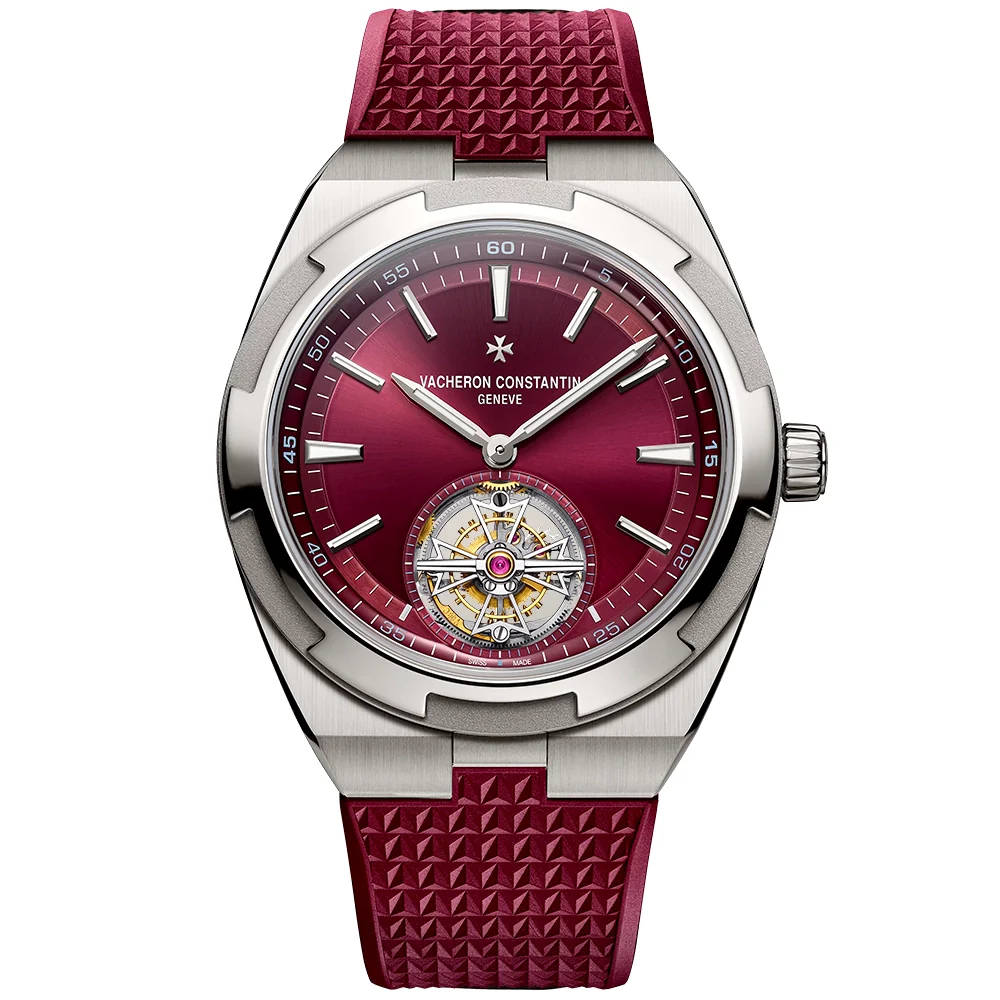 Overseas Tourbillon 42.5mm Burgundy Red Dial Titanium Bracelet Watch - Image 7