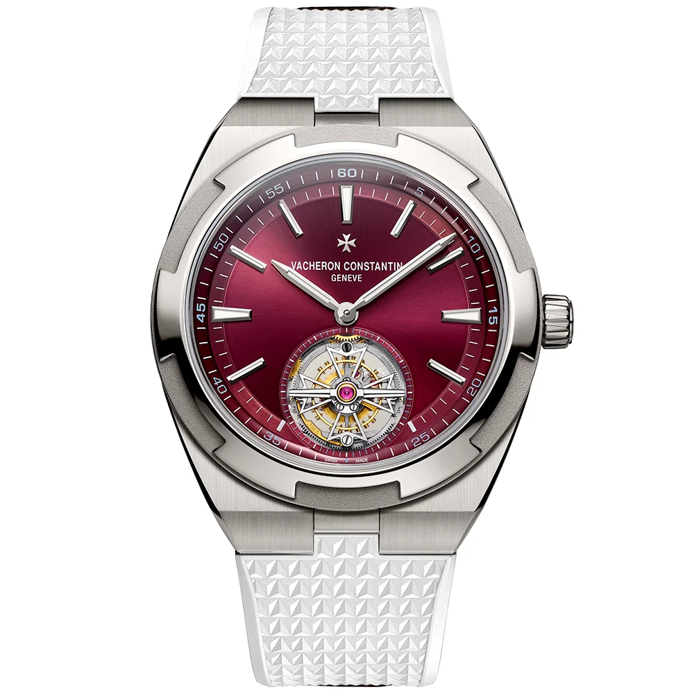 Overseas Tourbillon 42.5mm Burgundy Red Dial Titanium Bracelet Watch - Image 8