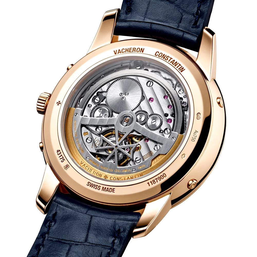 Patrimony Perpetual Calendar 18ct Pink Gold Blue Dial Strap Watch - Image 6