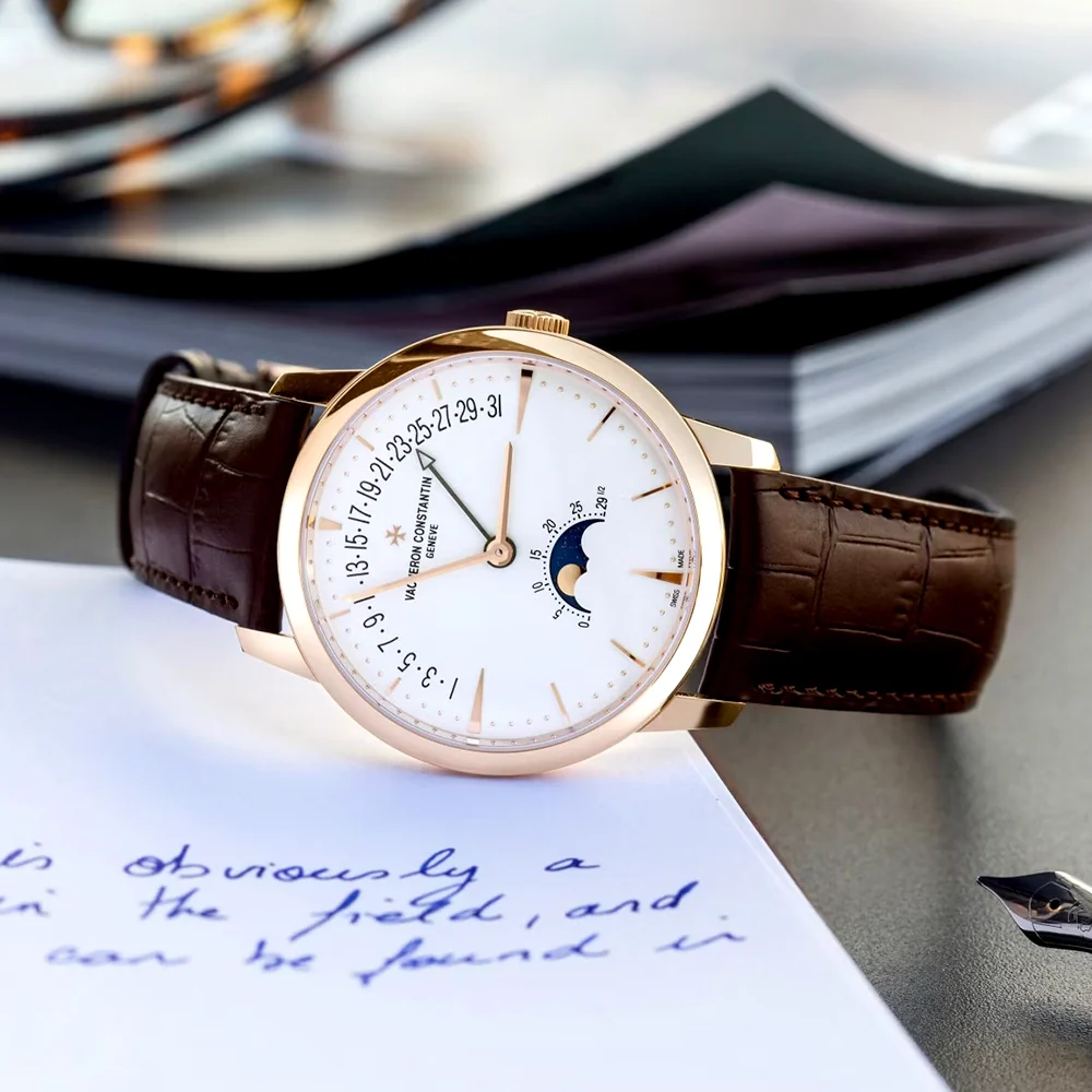 Patrimony Moon Phase Retrograde Date 18ct Pink Gold Mens Watch - Image 4