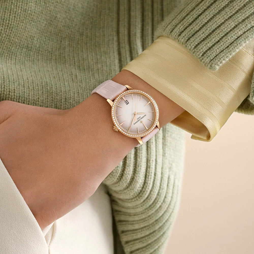 Patrimony Self-Winding 36.5mm 18ct Pink Gold Diamond Bezel Pink Dial Strap Watch - Image 2