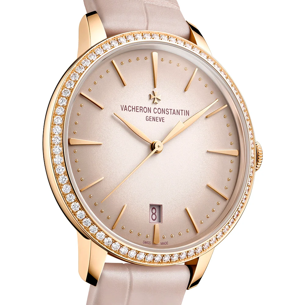 Patrimony Self-Winding 36.5mm 18ct Pink Gold Diamond Bezel Pink Dial Strap Watch - Image 5
