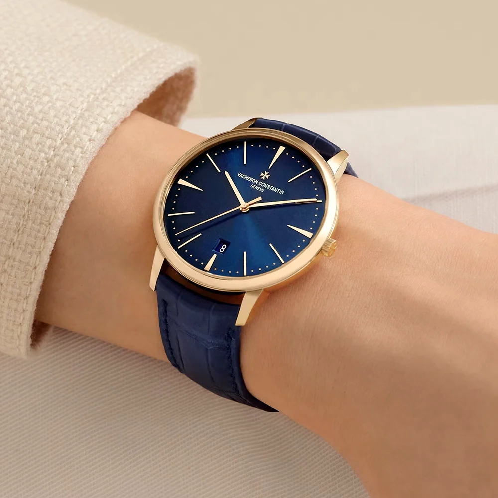 Patrimony Self-Winding 40mm 18ct Pink Gold Blue Dial Watch - Image 5