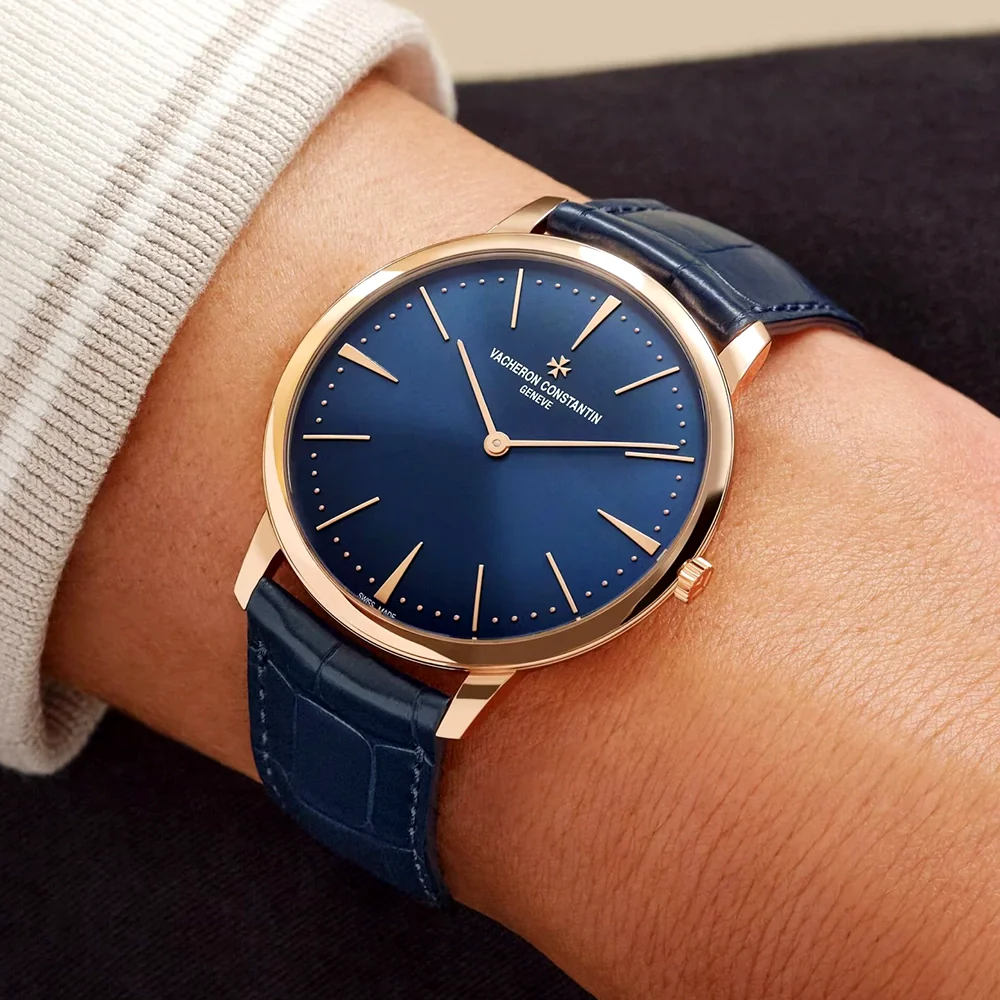 Patrimony Manual-Winding 40mm 18ct Pink Gold Blue Dial Strap Watch - Image 2