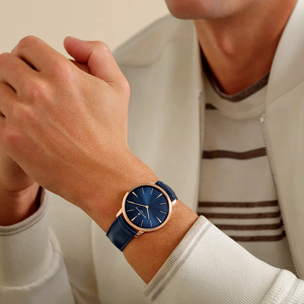 Patrimony Manual-Winding 40mm 18ct Pink Gold Blue Dial Strap Watch - Image 3