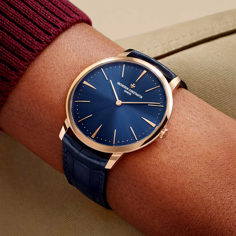 Patrimony Manual-Winding 40mm 18ct Pink Gold Blue Dial Strap Watch - Image 4