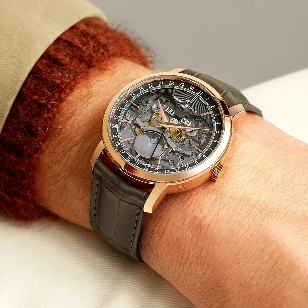 Traditionnelle Complete Calendar Openface 18ct Pink Gold Strap Watch - Image 2