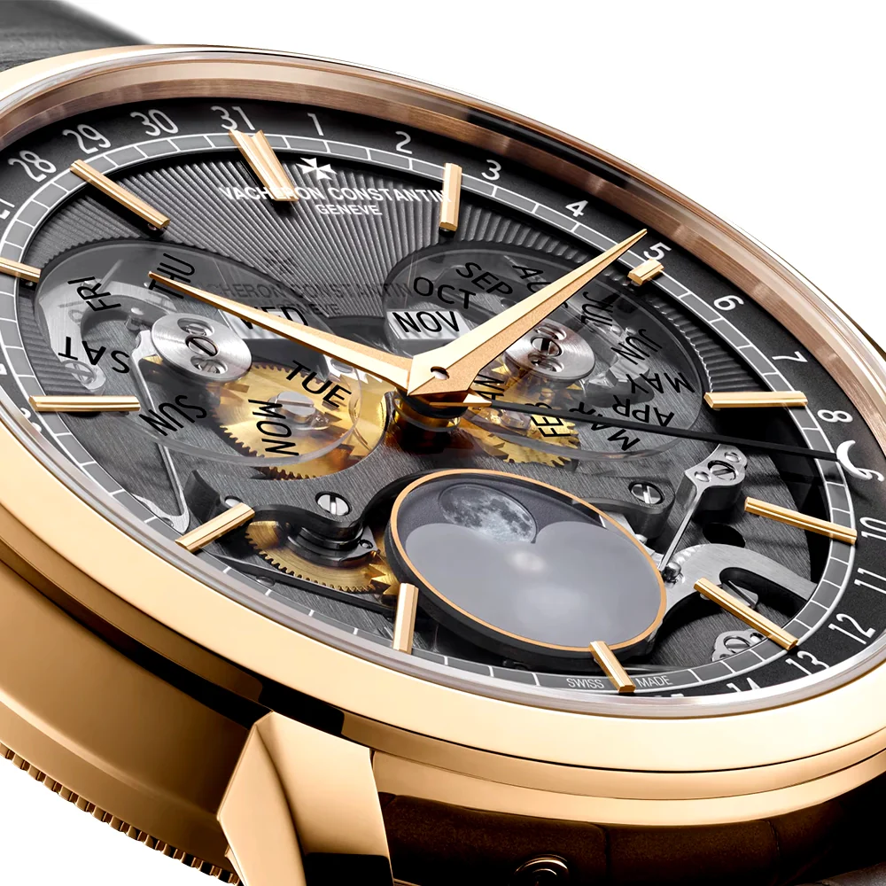 Traditionnelle Complete Calendar Openface 18ct Pink Gold Strap Watch - Image 5