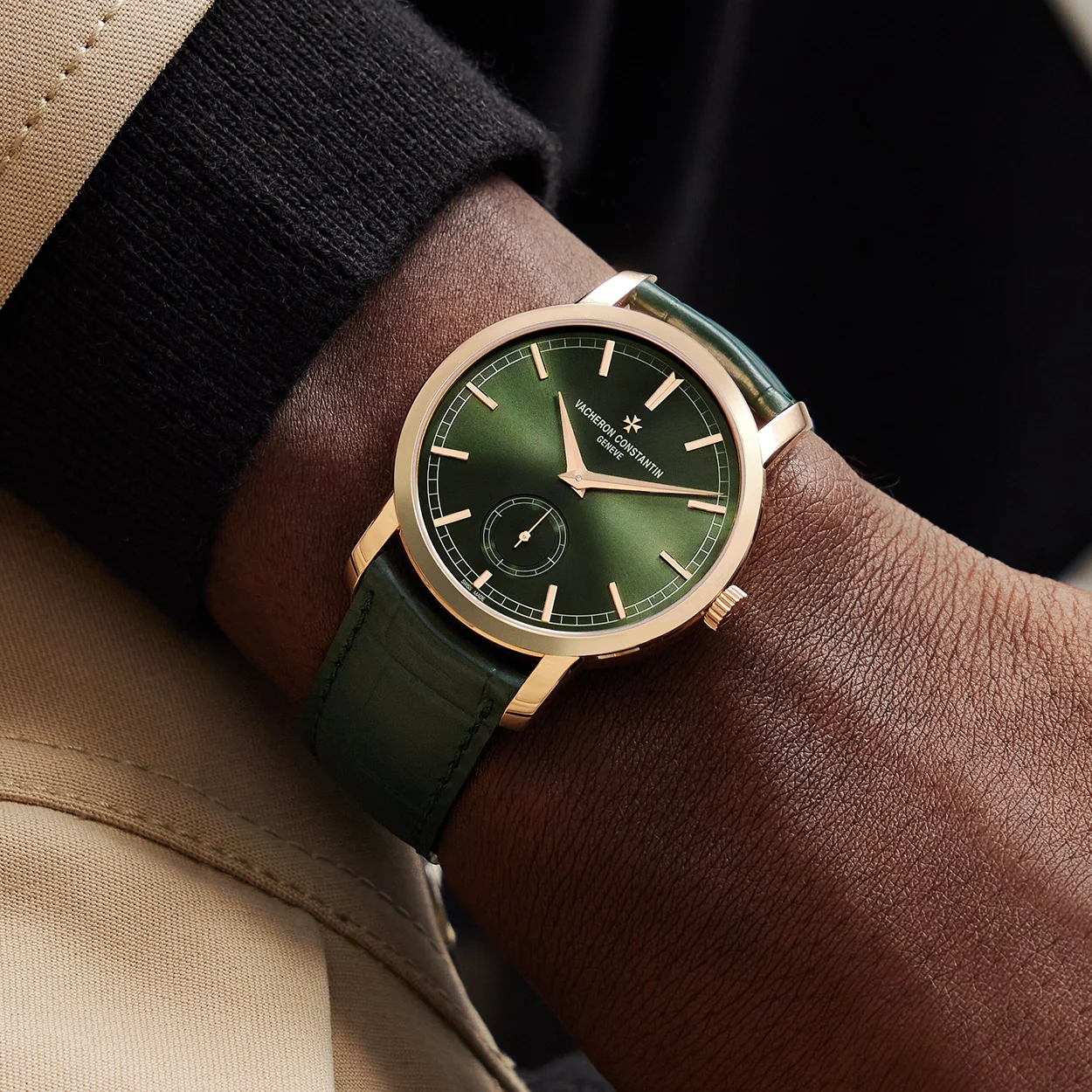 Traditionnelle Manual-Winding 38mm 18ct Pink Gold Green Dial Watch - Image 2
