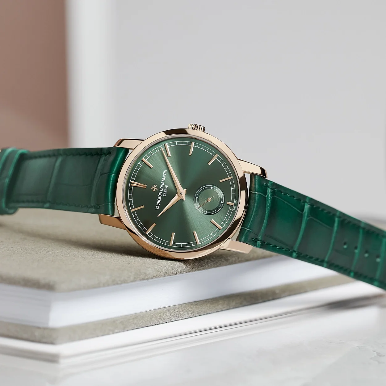 Traditionnelle Manual-Winding 38mm 18ct Pink Gold Green Dial Watch - Image 4