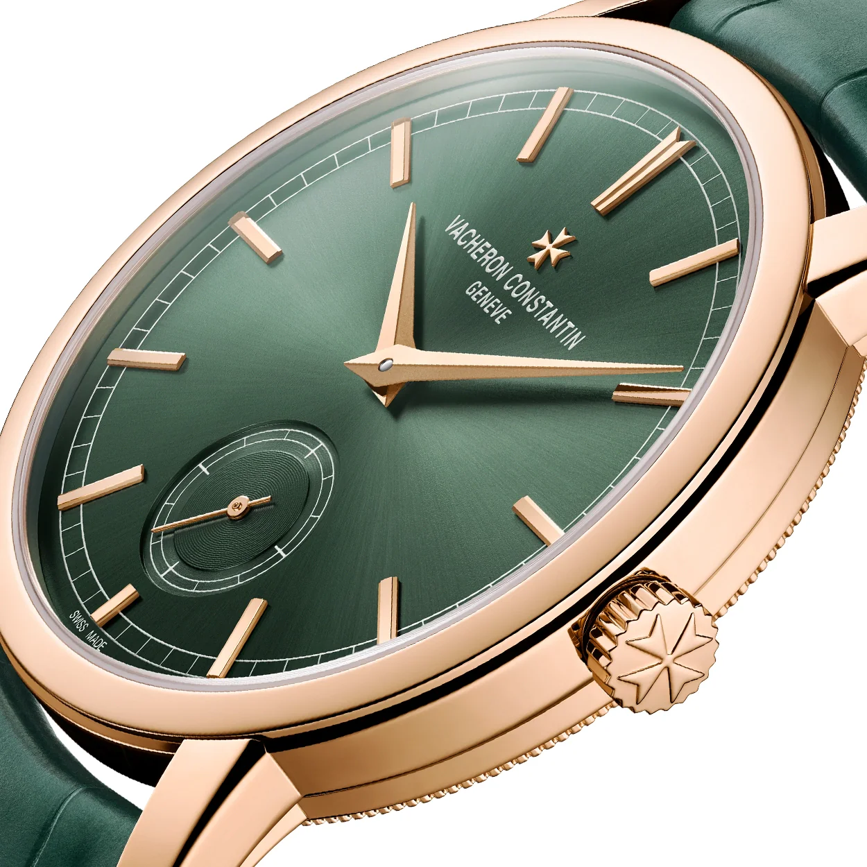 Traditionnelle Manual-Winding 38mm 18ct Pink Gold Green Dial Watch - Image 5