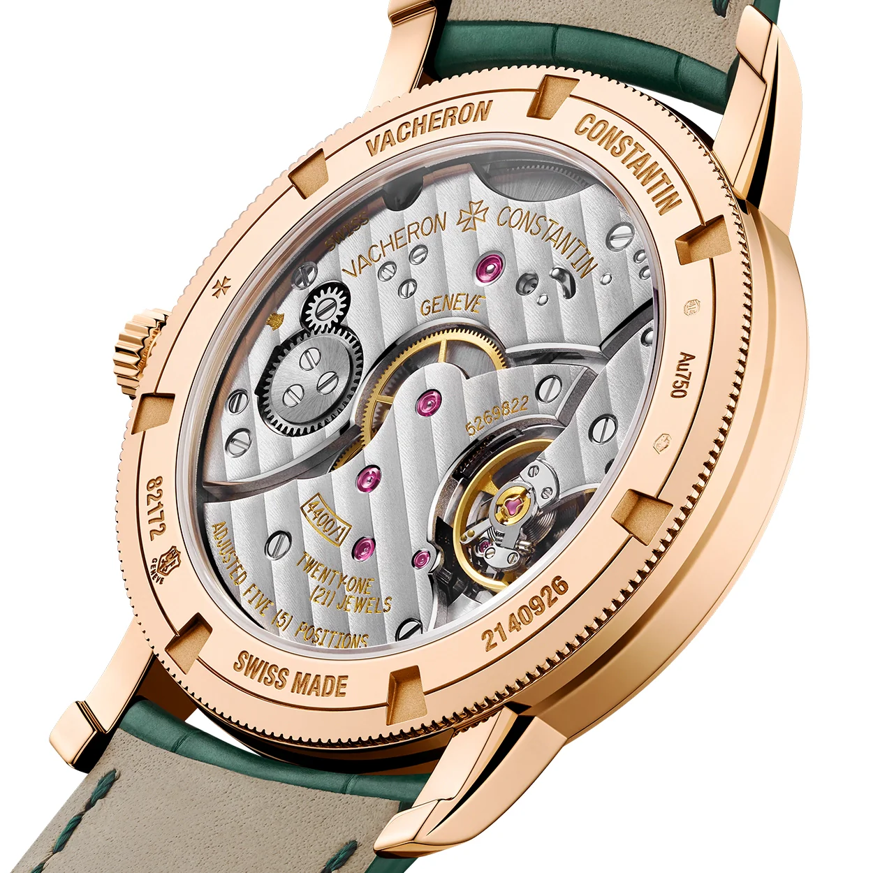 Traditionnelle Manual-Winding 38mm 18ct Pink Gold Green Dial Watch - Image 6