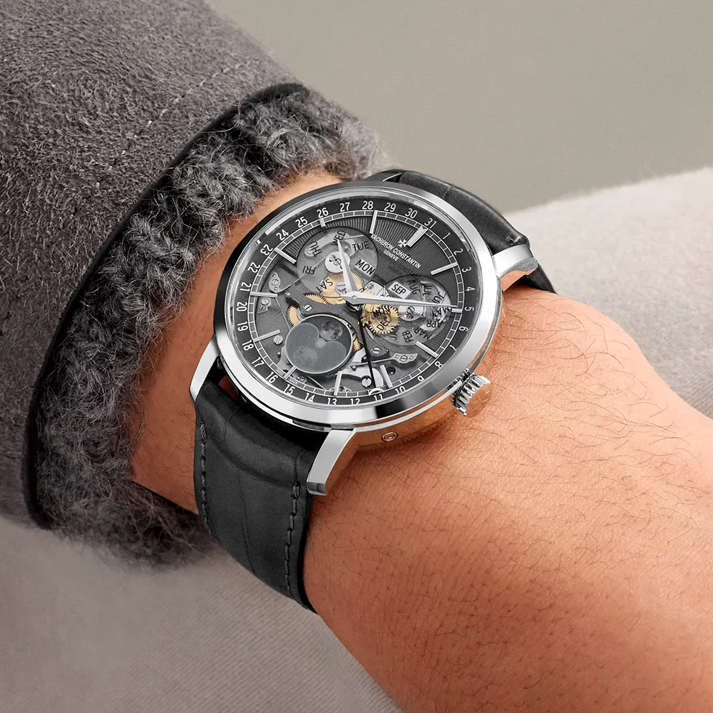 Traditionnelle Complete Calendar Openface 18ct White Gold Strap Watch - Image 2