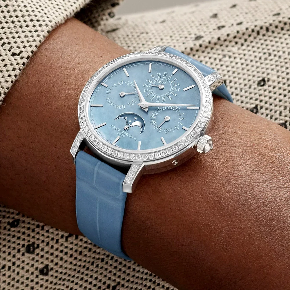 Traditionnelle Perpetual Calendar Ultra-Thin Light Blue Ladies Strap Watch - Image 2