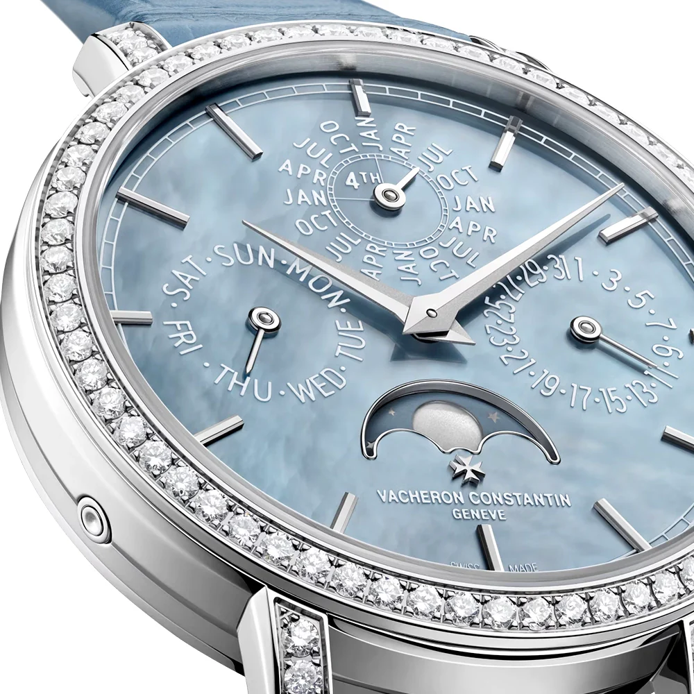 Traditionnelle Perpetual Calendar Ultra-Thin Light Blue Ladies Strap Watch - Image 4