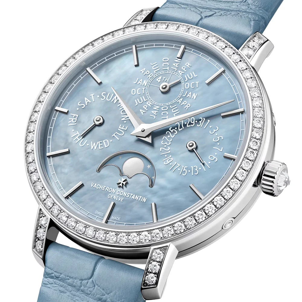 Traditionnelle Perpetual Calendar Ultra-Thin Light Blue Ladies Strap Watch - Image 5