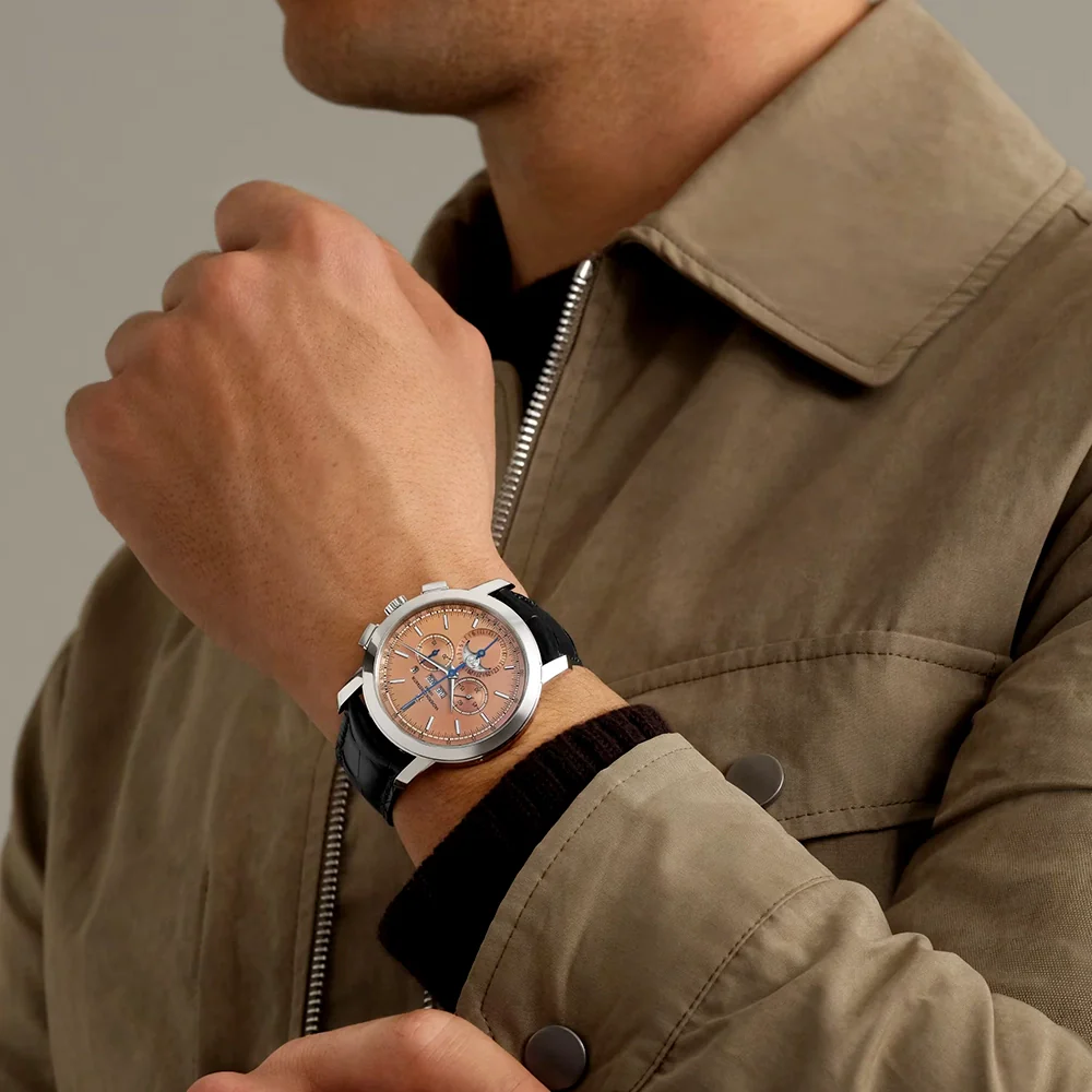 Traditionnelle Perpetual Calendar 43mm Platinum Salmon Dial Chronograph Watch - Image 2