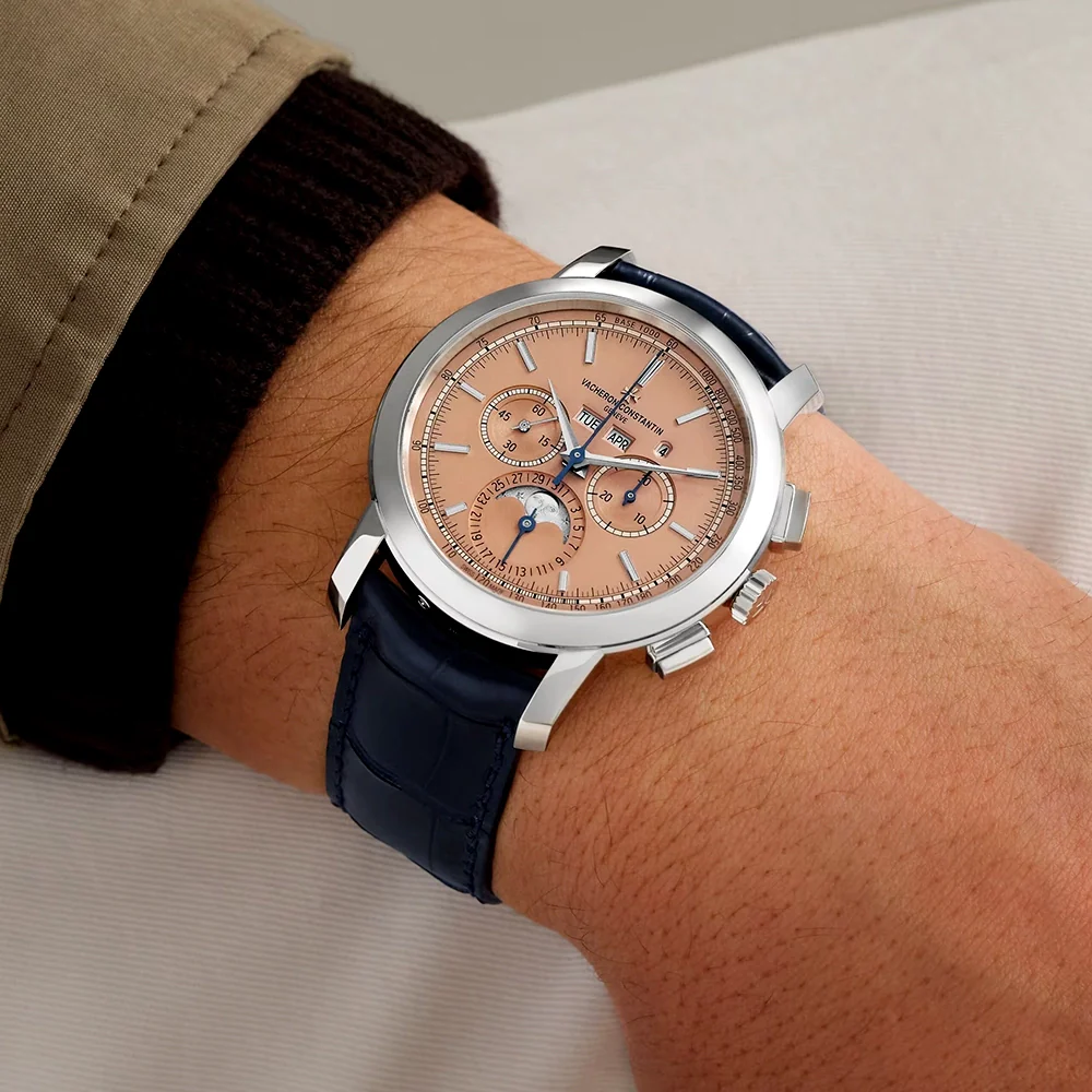 Traditionnelle Perpetual Calendar 43mm Platinum Salmon Dial Chronograph Watch - Image 3