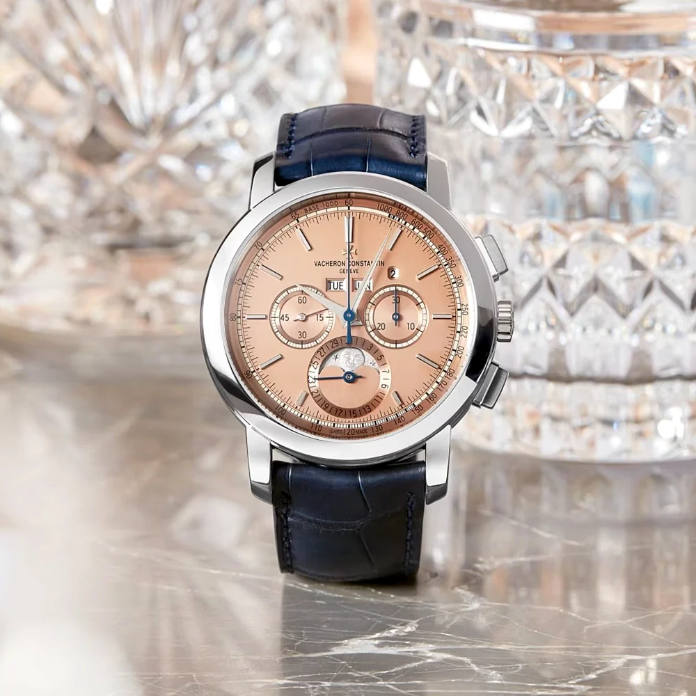 Traditionnelle Perpetual Calendar 43mm Platinum Salmon Dial Chronograph Watch - Image 4