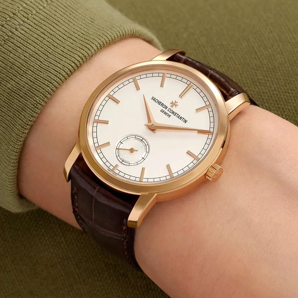 Traditionnelle Manual-Winding 38mm 18ct Pink Gold White Dial Watch - Image 4