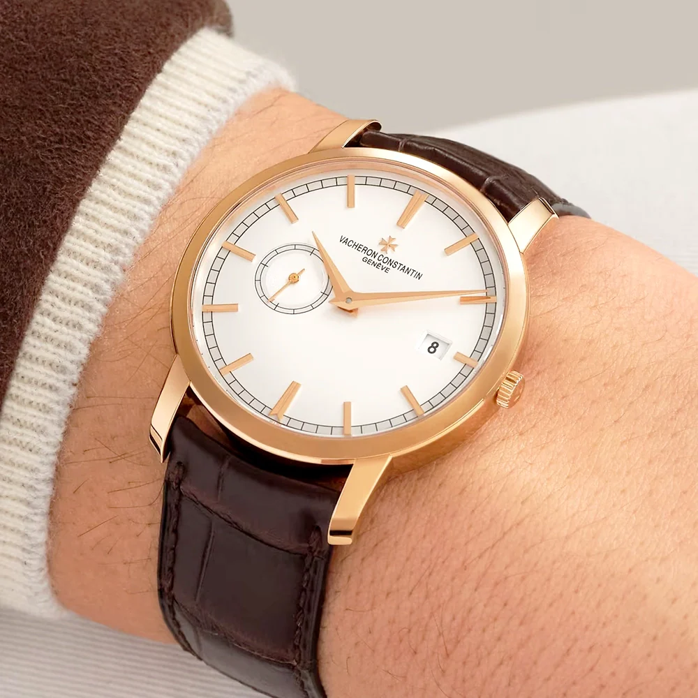 Traditionnelle Self-Winding 38mm 18ct Pink Gold Mens Strap Watch - Image 2