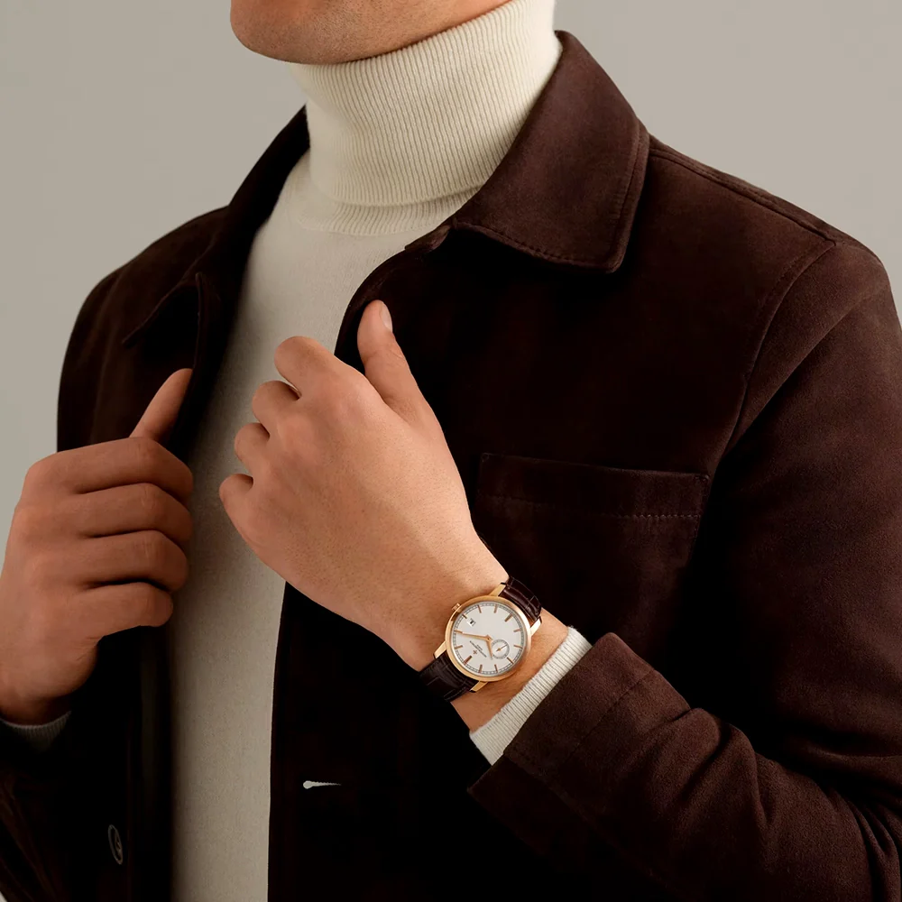 Traditionnelle Self-Winding 38mm 18ct Pink Gold Mens Strap Watch - Image 3