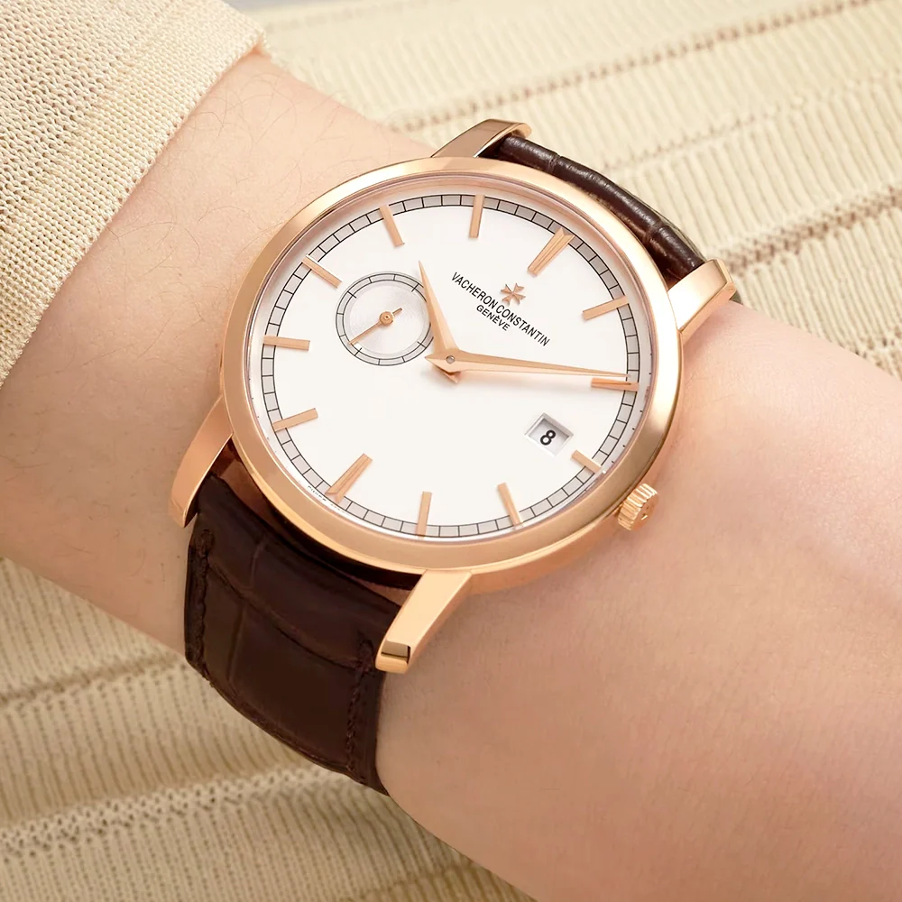Traditionnelle Self-Winding 38mm 18ct Pink Gold Mens Strap Watch - Image 4