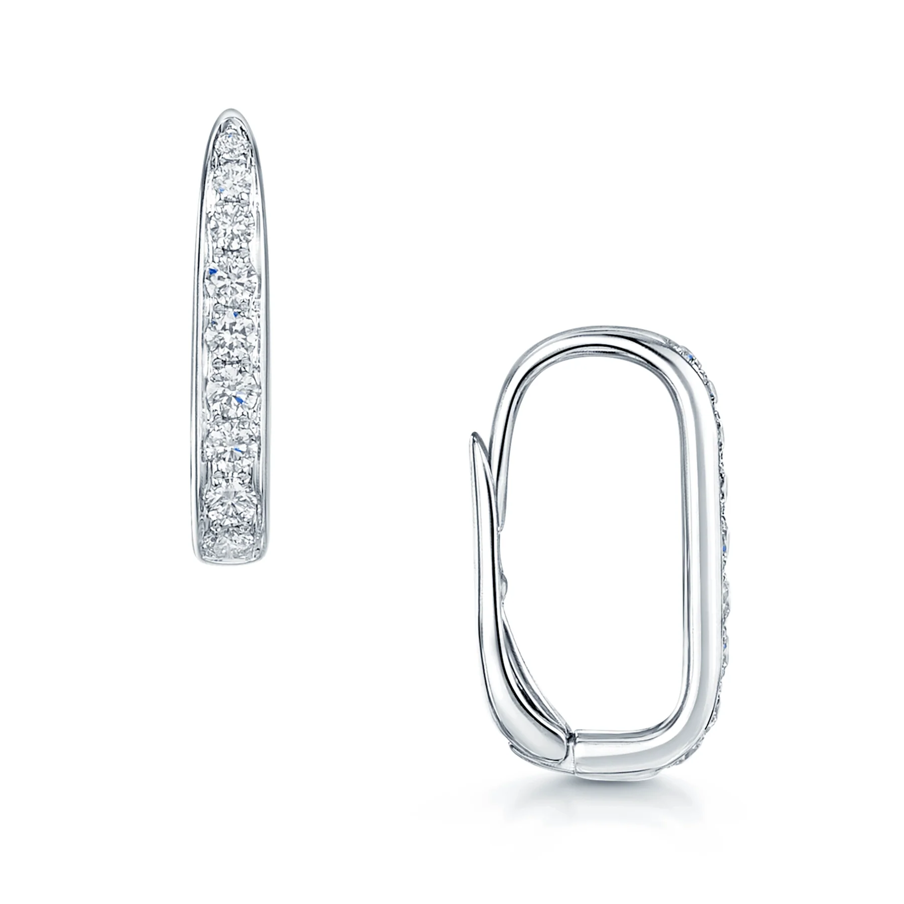 Verve Collection 18ct White Gold Oval Cut Sapphire And  Diamond Set Loop Drop Earrings - Image 2