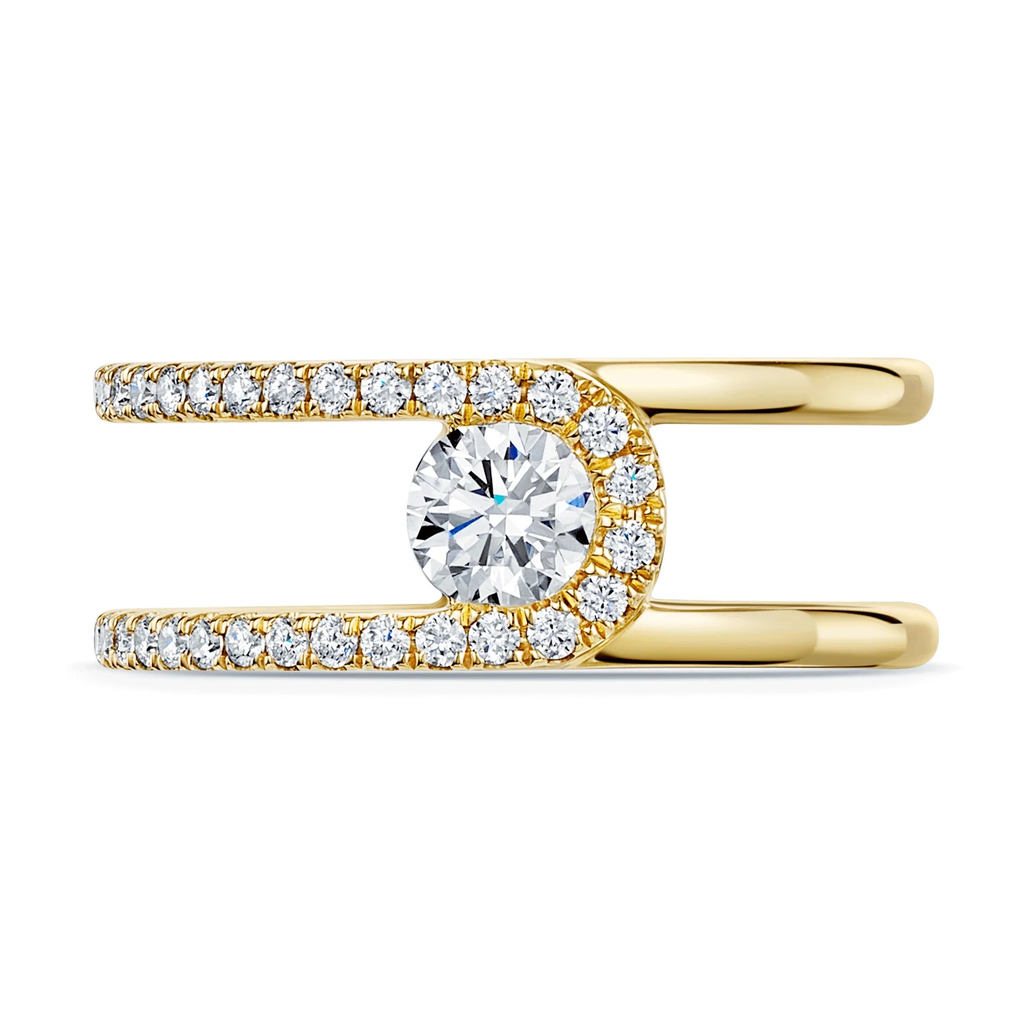 Verve Collection 18ct Yellow Gold GIA Certified Round Brilliant Cut Diamond Dress Ring - Image 2