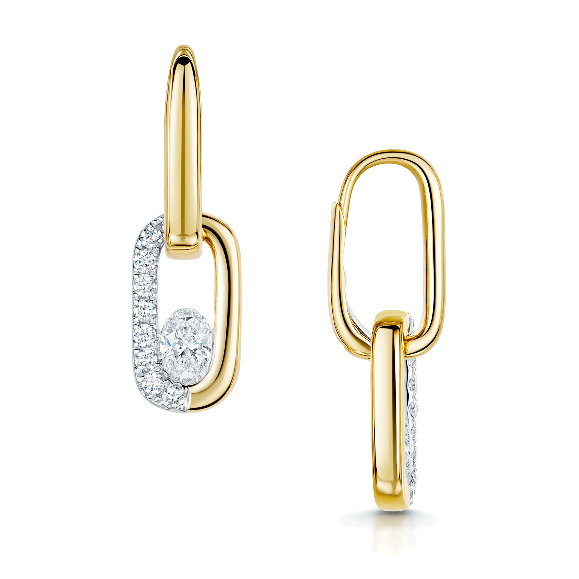 Verve Collection 18ct Yellow Gold Oval Cut Diamond Set Loop Drop Earrings - Image 3
