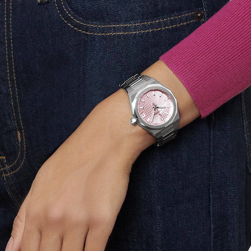 DEFY Skyline 36mm Pink Sunburst Dial Ladies Automatic Bracelet Watch - Image 2